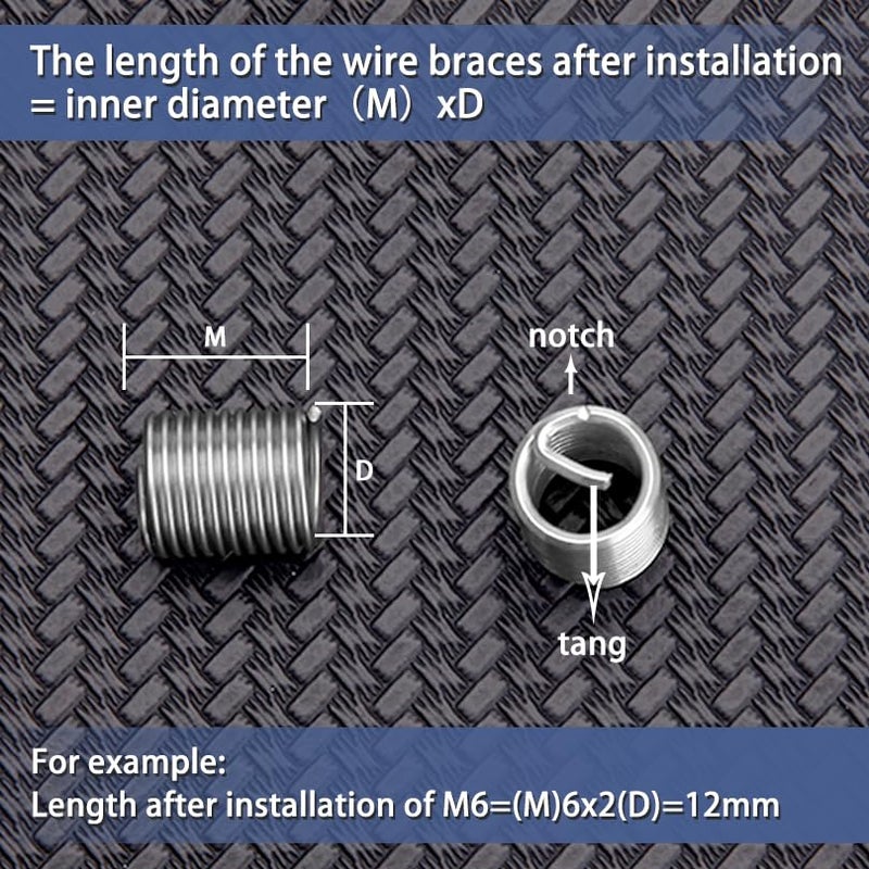 LEONTOOL 140 Pcs 304 Stainless Steel Wire Thread Inserts Steel Sheath Helical Type Coiled Wire Screw Repair Sleeve Assortment Kit Screws Sleeve Helicoil Type Thread Repair Kit Coiled Spiral Screw Kit - Image 5